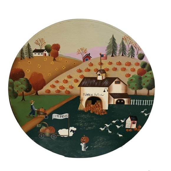 Farm Autumn Pumpkin Fall Harvest Wooden Band Shaker Box 12" x 5"Hand Painted